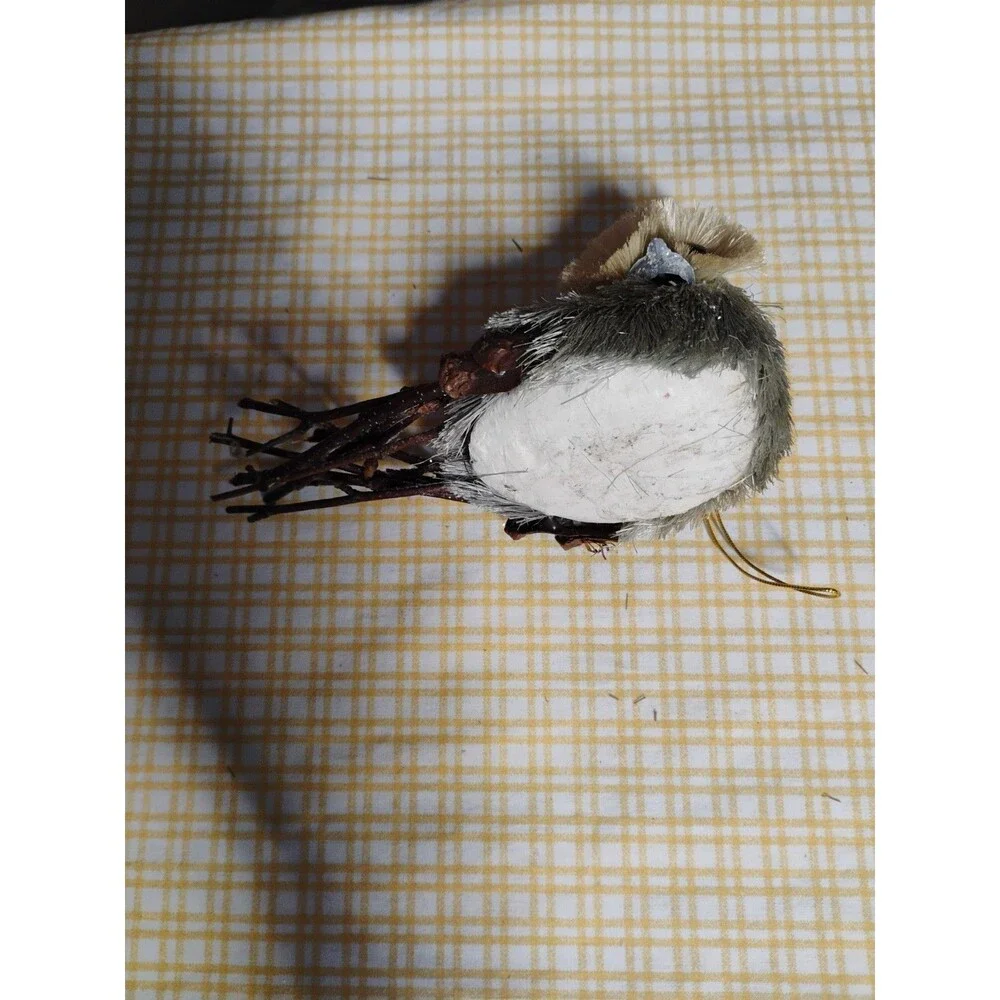 Owl Figurine Styrofoam Ornament Bristle Twigs